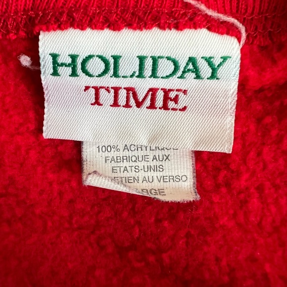 Vintage HOLIDAY TIME bright red sweatshirt with puffy graphics.  X-large - Picture 3 of 3